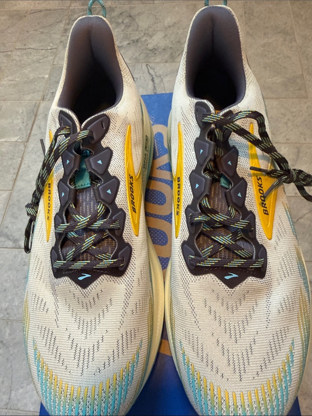 Brooks Men's Athletic Shoes - White with Yellow & Teal Accents - Picture 3 of 4